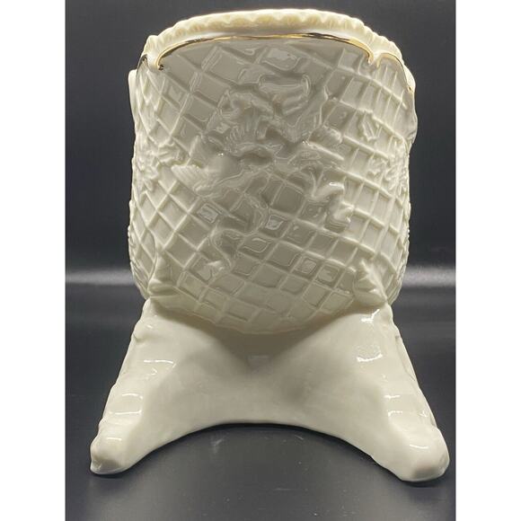 Palm Tree Company Sleigh: Christmas Holiday Décor Ivory White Gold Leaf Trim - Picture 10 of 16